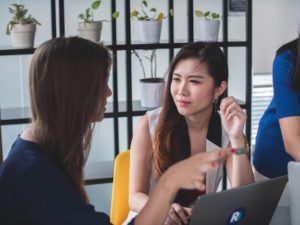 hs patient talking to her dermatologist.